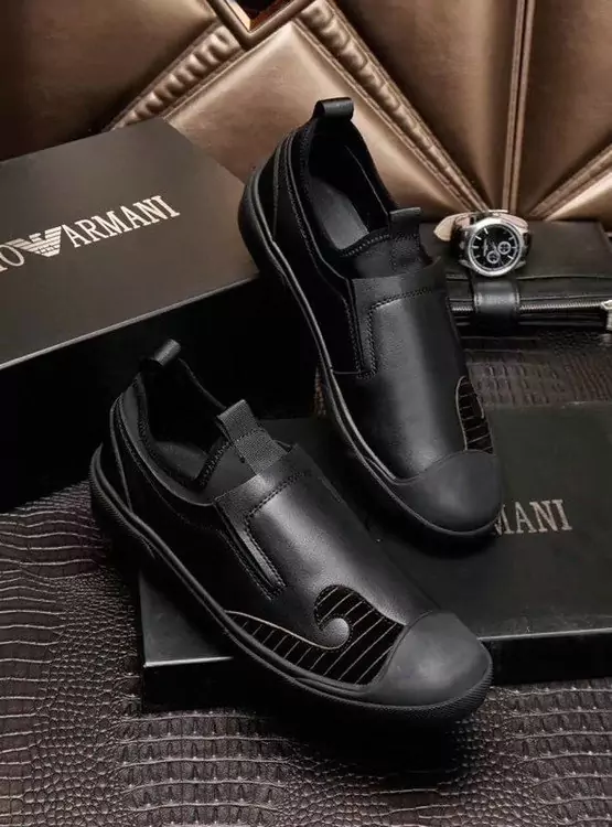 armani ga running mode sneakers splicing leather black